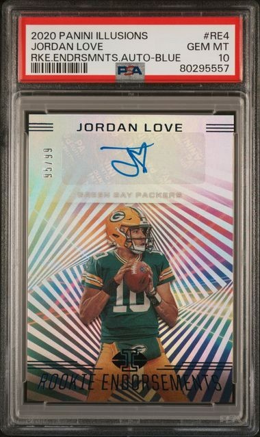 PSA 10 Jordan Love 2020 Panini Illusions AUTO Rookie Endorsements #RE4 Blue /99 view 2