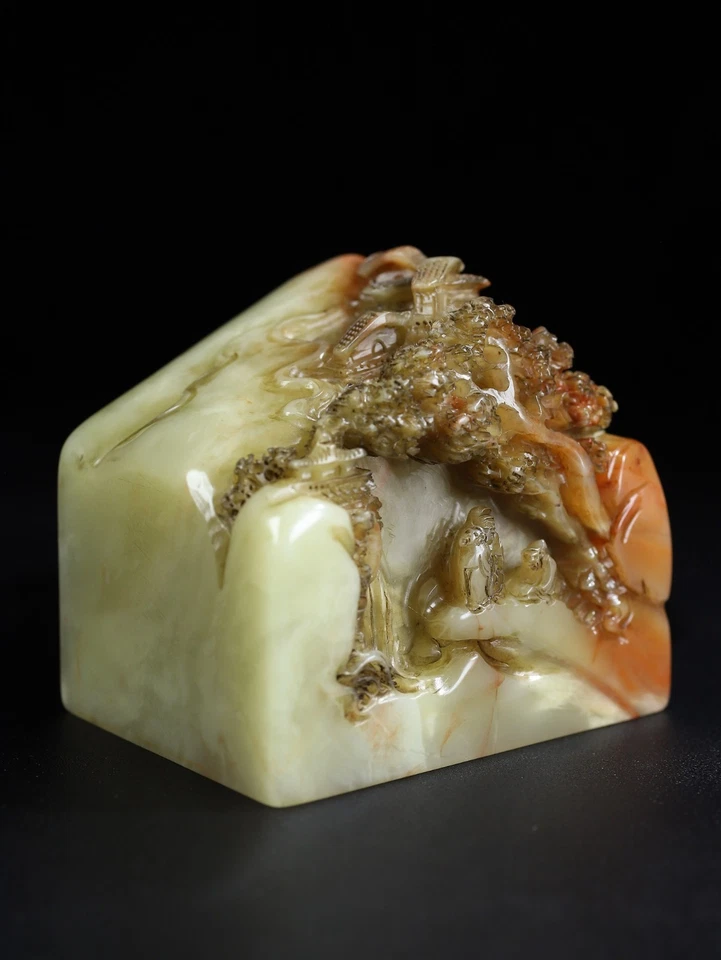 Китайский натуральный камень Shoushan ручной работы пейзаж фигурка печать старинный Hetian - Изображение 2 из 4