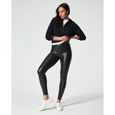Spanx Faux Leather Leggings Black Womens Large 12-14 High Waisted