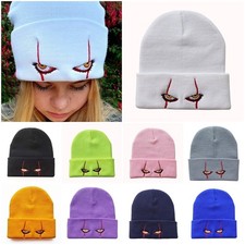 Pennywise Scary Eyes Embroidered Knited Hat Boys Girls Winter Warm Beanie Caps