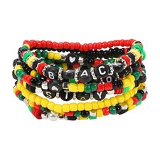 Mulyered Resin Beaded African Bangle Bracelet Stackable Juneteenth African - 01