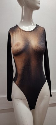 Hot In Here Long Sleeve Bodysuit S Breast Lady Naked Body Bombshell Club Wear