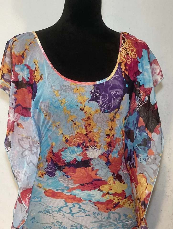 Top de malla floral Vivienne Vivienne Tam vintage talla M apresurado Y2K hada transparente años 90 Foto 3 de 4