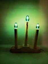 NOMA 3 Lite Candolier / Light Candelabra Dripping Wax Look GREEN Bulbs Vntg