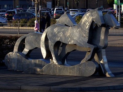 Photo 12x8 Horse sculpture at Beckton East Ham/TQ4283 This is on the traf c2016