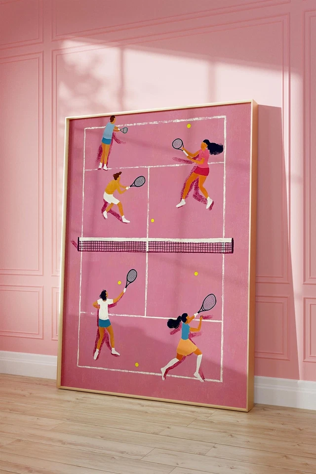 Póster de tenis retro - Impresión de arte de pared de cancha de tenis vintage, decoración deportiva del hogar Foto 2 de 2