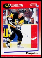 Ulf Samuelsson, 1991-92 Score Canadian Bilengual, #82, Pittsburgh Penguins,
