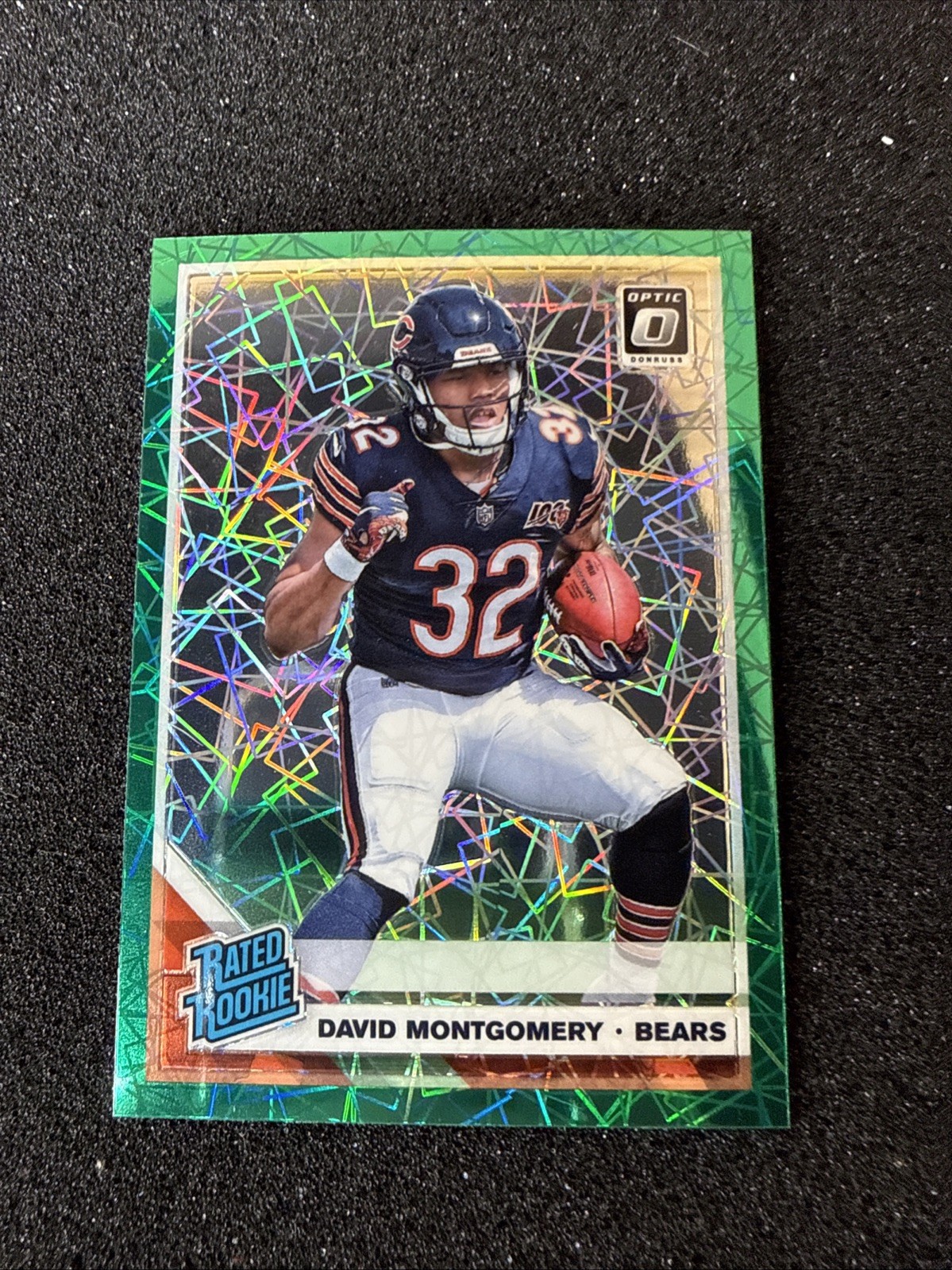 2019 Panini Optic - Rated Rookie David Montgomery #161 Green Velocity Prizm (RC)