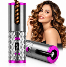 Cordless Automatic Hair Curler Ceramic Rotating Rechargeable 6 Heat Settings