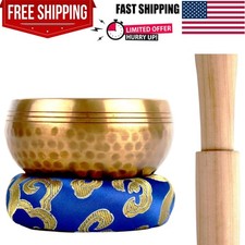 Tibetan Singing Bowl Set Sound Meditation Bowl hand Hammered 3.15, gold