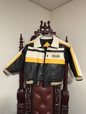 VINTAGE PLAY FOOTBALL SPORTS PITTSBURGH STEELERS LEATHER JACKET KIDS SIZE 5