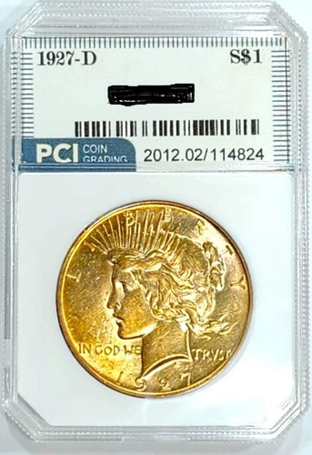 1927-D  Peace Dollar Rare Date Ch +/ Gem BU Lustrous Golden Toned Scarce