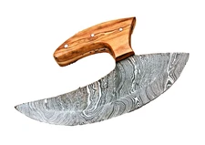 CUSTOM HAND MADE FORGED DAMASCUS STEEL ULU CHEF KNIFE  1824