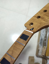 J Bass style 20fret black block Inlay Electric Bass Neck Roasted Flame Maple