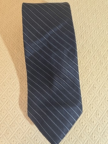 Cravatta Perry Ellis blu gessato 100% seta - Foto 12 di 18