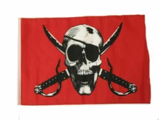 12x18 12"x18" Jolly Roger Pirate Crimson Sleeve Flag Boat Car Garden 100D