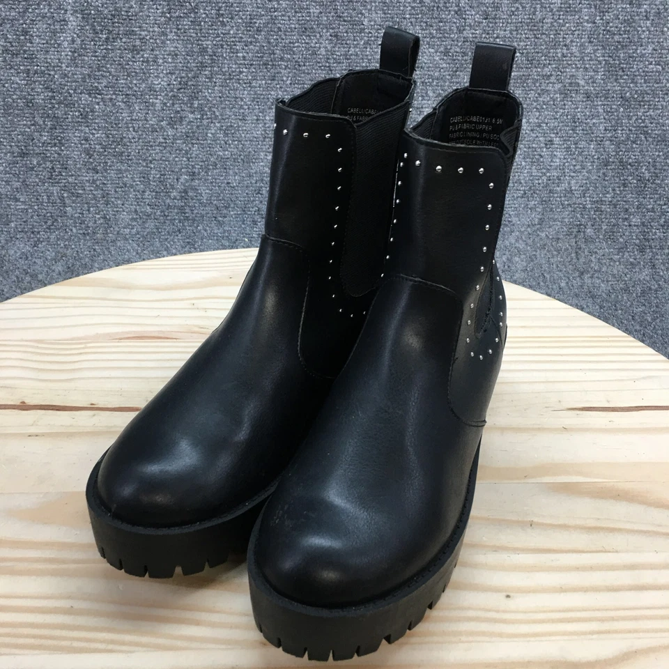 Madden Girl Boots Womens 6.5 M Cabell Chelsea Booties Black Faux Leather Pull On - Image 3 of 4