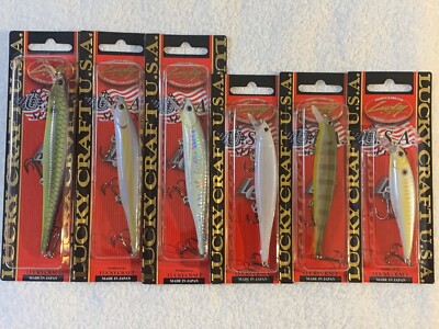 (LOT OF 6) LUCKY CRAFT POINTER 127 110 100 & 78. $80+ RETAIL MULTIPLE COLORS NIP