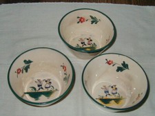 3 VINTAGE CERAMIC HAND PAINTED BOWLS w FOLK ART DANCERS