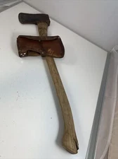 Plumb Axe w Handle & Leather Cover Hatchet USA Vintage Tree Work Camping VG #694
