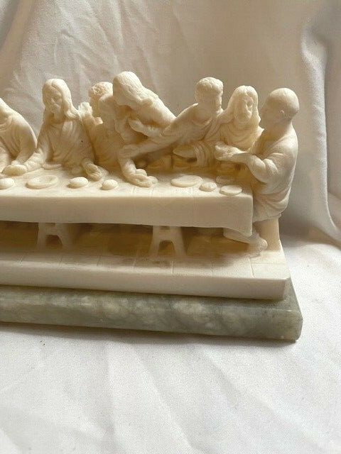 Vintage Prof. Bessi Stonelite Carved Alabaster on Marble Base Last