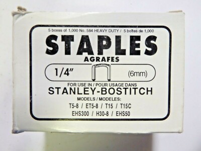 Arrow 584 Heavy Duty Staples 1/4'' 6mm 1000/box pack of 5 New