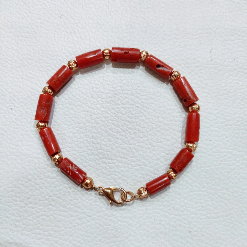 Pulsera de coral natural pulsera de cuentas de coral italiano coral rojo joye... - Imagen 4 de 4