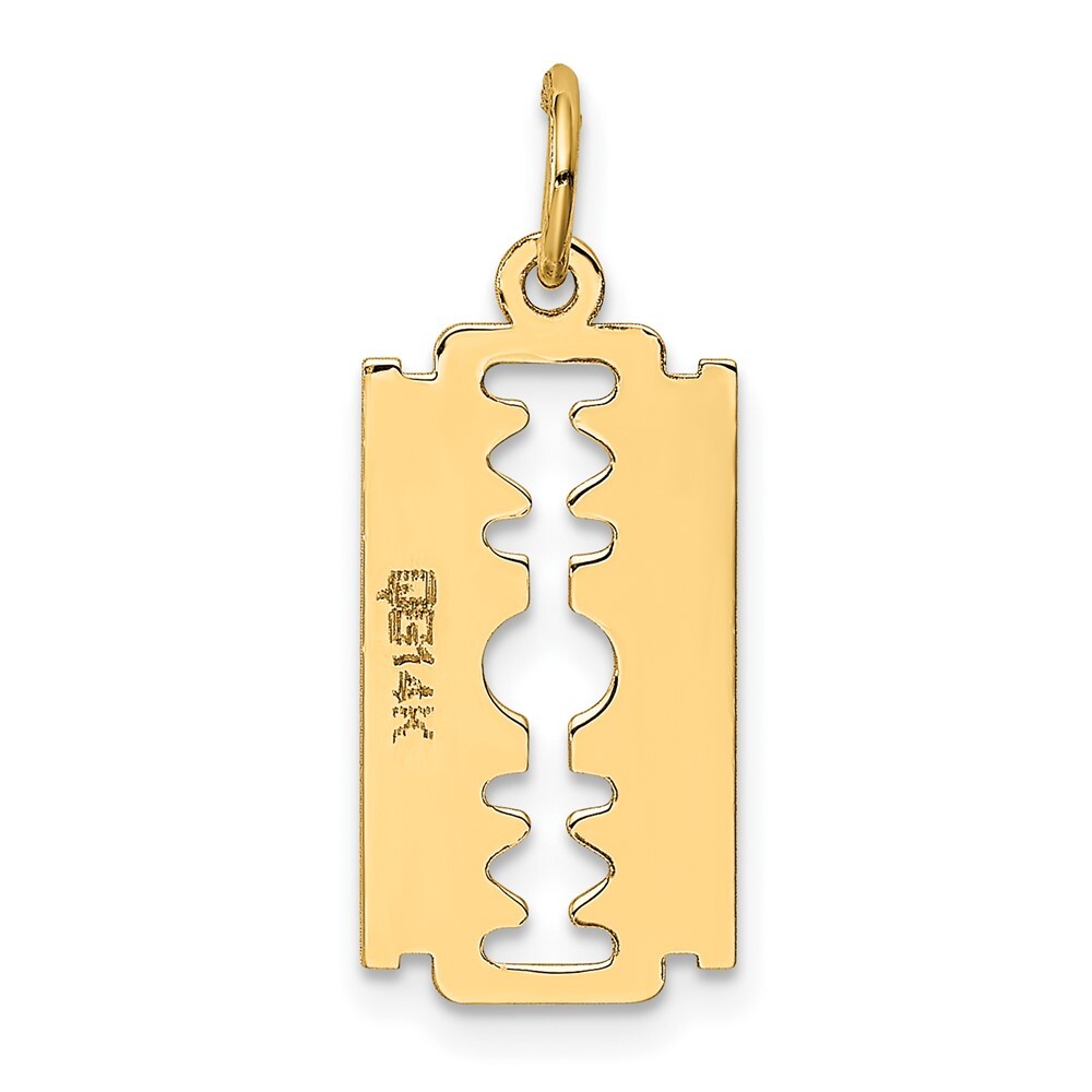 10K Yellow Gold Polished Razor Blade Charm | eBay