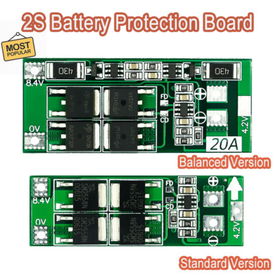 2S 20A 8.4V 18650 Lithium battery Protection BMS Board Standard / Balance