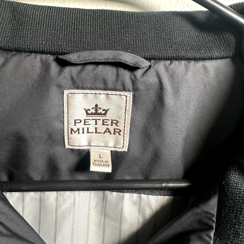 Peter Millar Jacket Mens L Black Lightweight Windbreaker Bomber Golf Full Zip - Picture 2 of 8