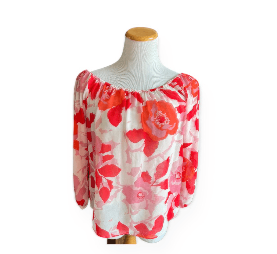 Womens Guess by Marciano Floral Print 3/4 Sleeve Flowy Top - Sz XS