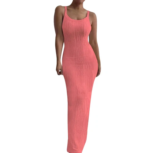 Damen Sommer Langes Kleid Freizeit Slip Sexy Schmal Ärmellos Bodycon Maxikleider - Bild 21 von 42