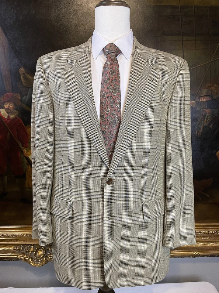 Blazer G2U De Colección Boss Hugo Boss 40R HECHO EN EE. UU. Glen Lana a Cuadros Seda Tweed Suave 2Btn Foto 2 de 4