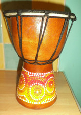 Strumento musicale batteria djembe bongo dipinto 20 cm nuovo  