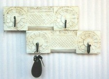 2 PC Old Hand Carved Wall Hanger Hook Unique Vintage Wooden Home Decor