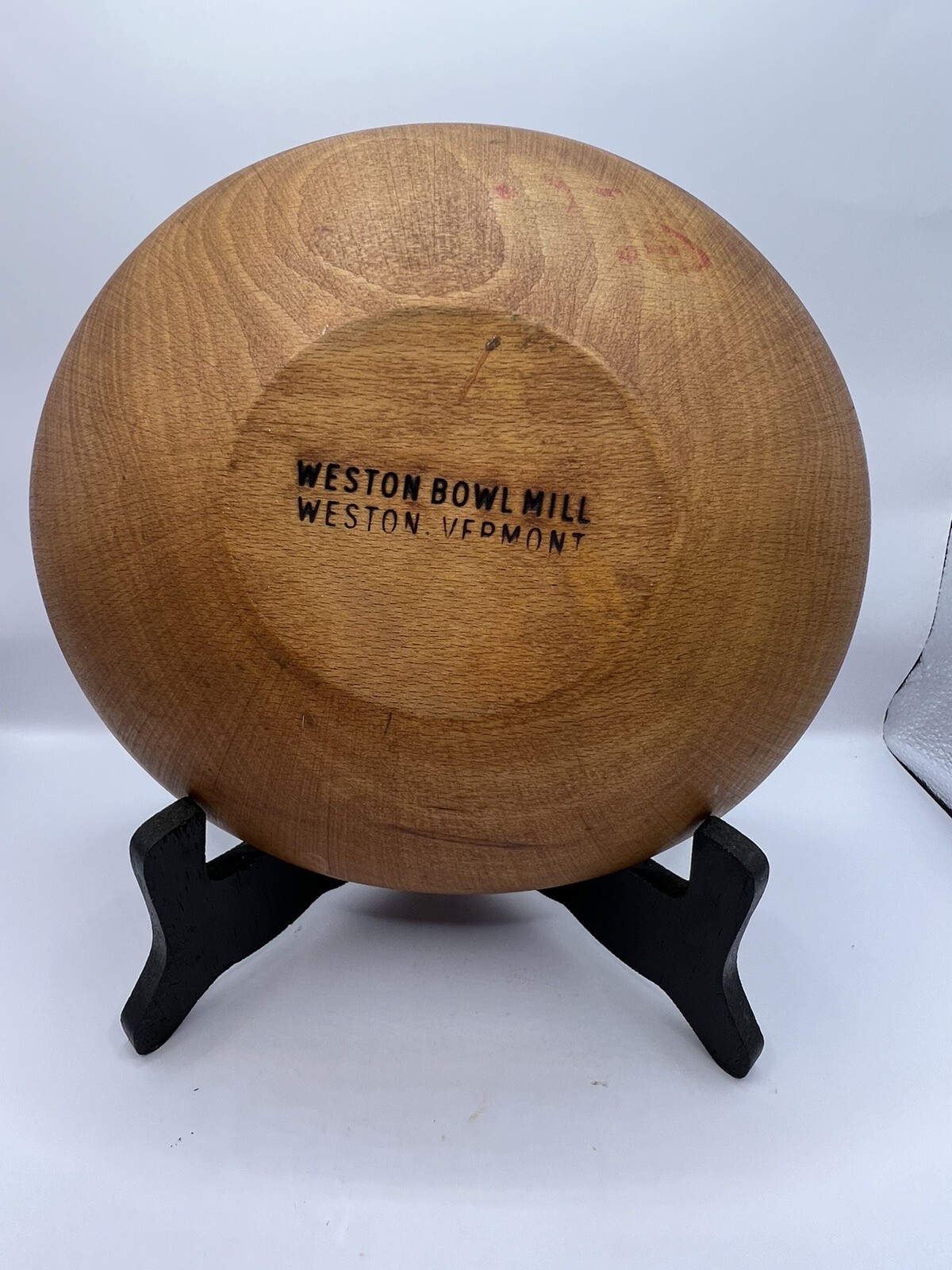 Wooden Dough Bowl Farmhouse Vintage Signed Weston Bowl Mill Vermont 8.5