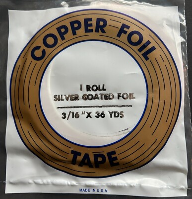 3/16'' SILVER Backed EDCO COPPER FOIL Glass Art STAINED GLASS SUPPLIES
