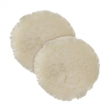 6" Natural Wool 1" Pile Buffing & Polishing Tie-On Bonnet Pad (Pack of 2)