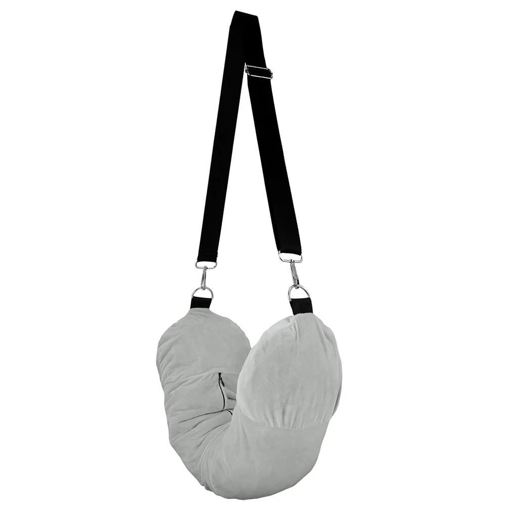 Velvet Stuffable Travel Neck Pillow with Hidden Storage Compartment