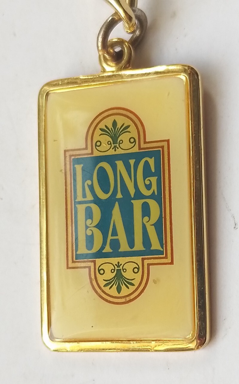 VINTAGE Retro Metal Keyring Key Ring Gold Effect Long Bar Raffles