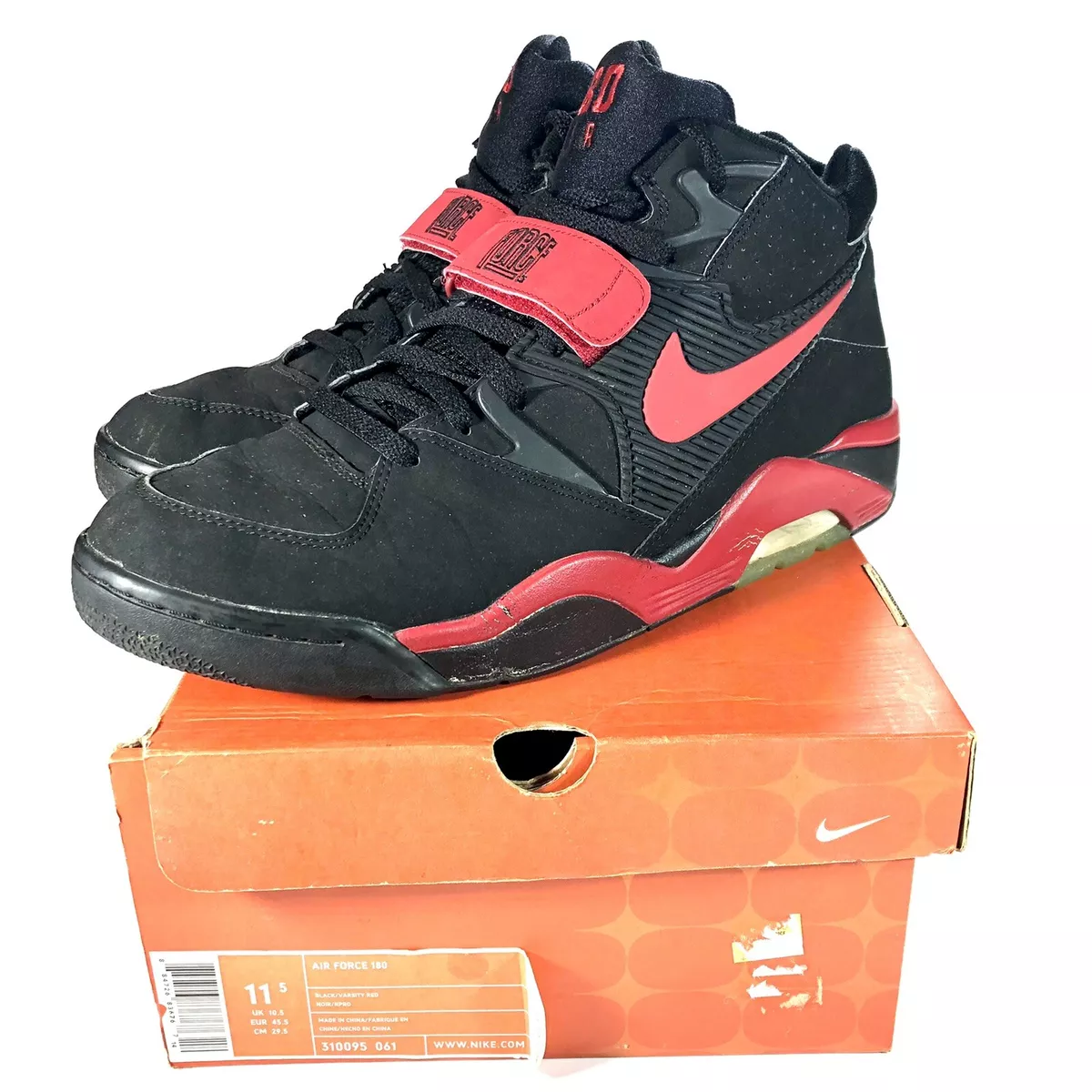 Pessimist Kietelen de wind is sterk 2005 Nike Air Force 180 Charles Barkley Black Varsity Red 310095-061 Mens  11.5 | eBay