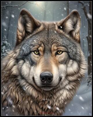 Winter Wolf 2 - DIY Chart Counted Cross Stitch Patterns Needlework DMC Color