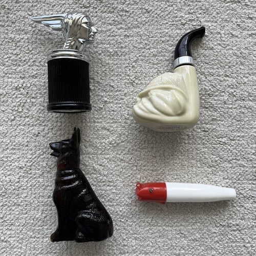 Set of 4 Rare Vintage Avon Empty After Shave Bottles - Dog, Pipe, Fish, & Indian