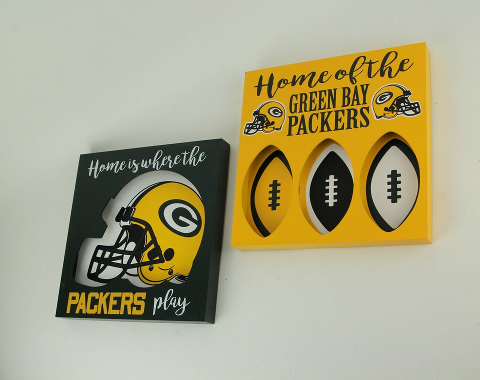 NFL Green Bay Packers Cut Out Helmet and Football Shapes Wall Hangings