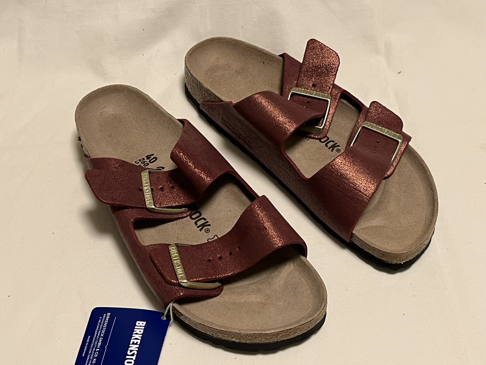 Birkenstock Arizona BS Washed Metallic Port EU40 US9, Narrow NIB #1014902 |  eBay