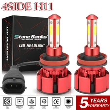 4-Side H11 LED Headlight 2240W 336000LM Kit Low Beam Bulbs High Power 6000K Pair