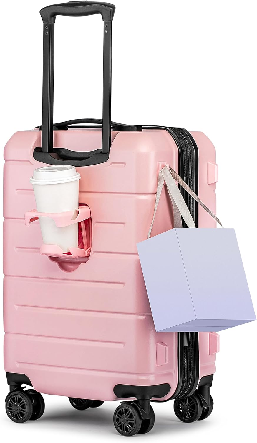 Pink Expandable 22x14x9 Hardside Carry-on Luggage Airline Approved
