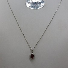 COLLANA DONNA CON CIONDOLO IN ORO BIANCO 18KT CRISTALLO E ZIRCONI 2,4 gr. (0404)