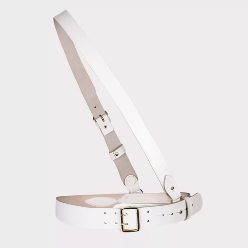 Sam Browne Belt with Shoulder Strap British Army - Duty Belt White Leather With