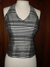 Xscape halter top black/grey/silver metalic, size 6